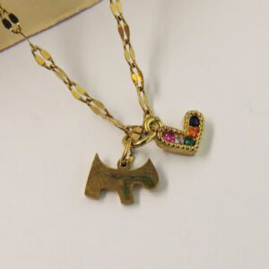 collar minimalista c/ doble dije (corazón y perro)